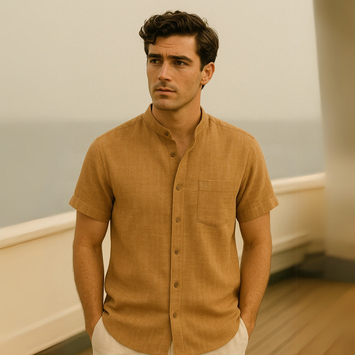 Camisa Casual Cuello Mao Beaumont para Hombre