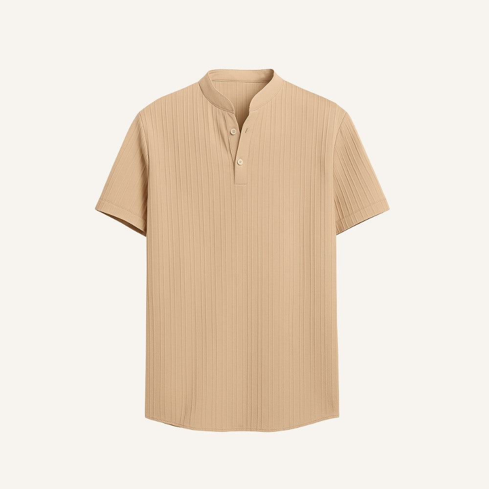 Camisa de Cuello Mao Plisada para Hombre Old Money Richelieu