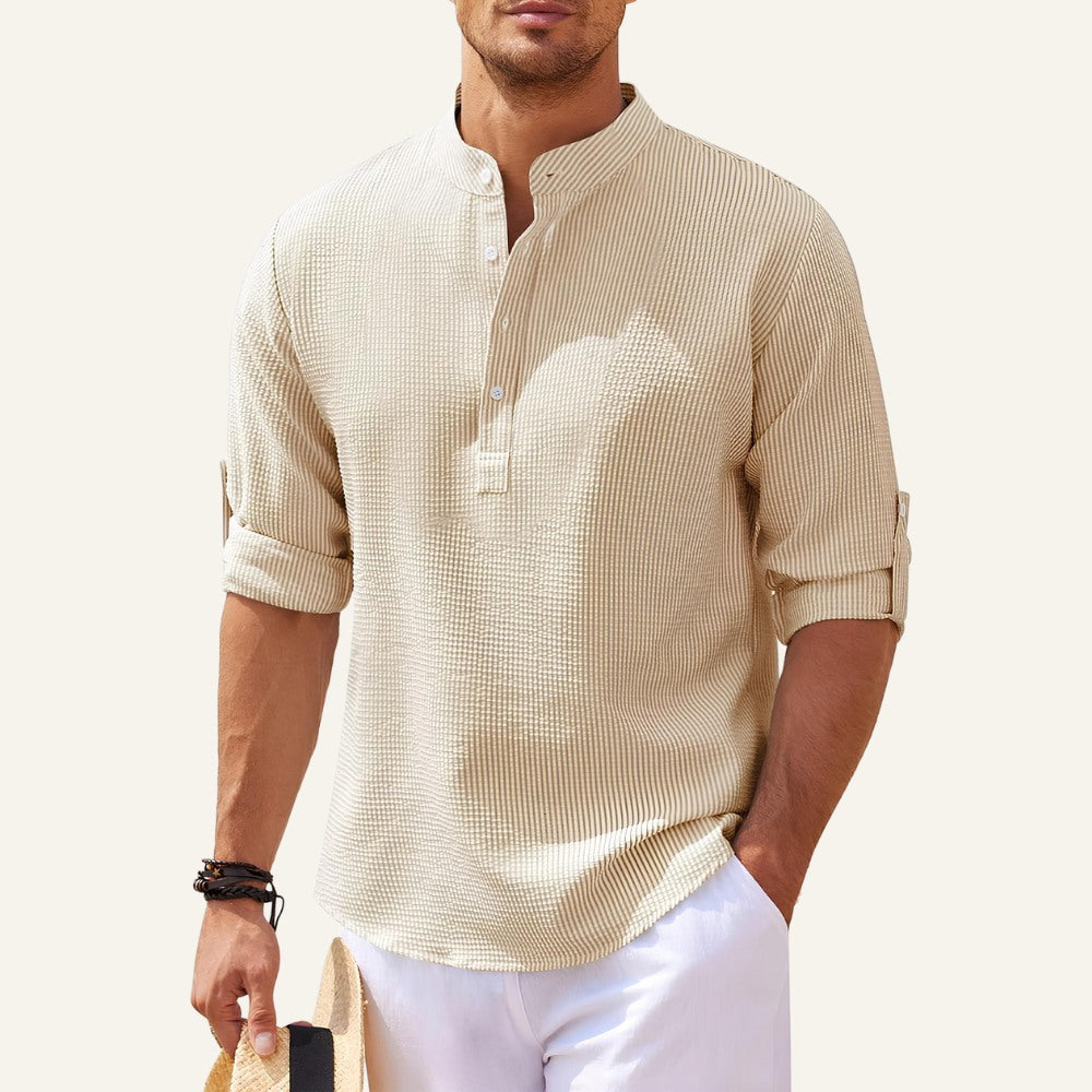 Camisa de Cuello Mao para Hombre Old Money Ascot