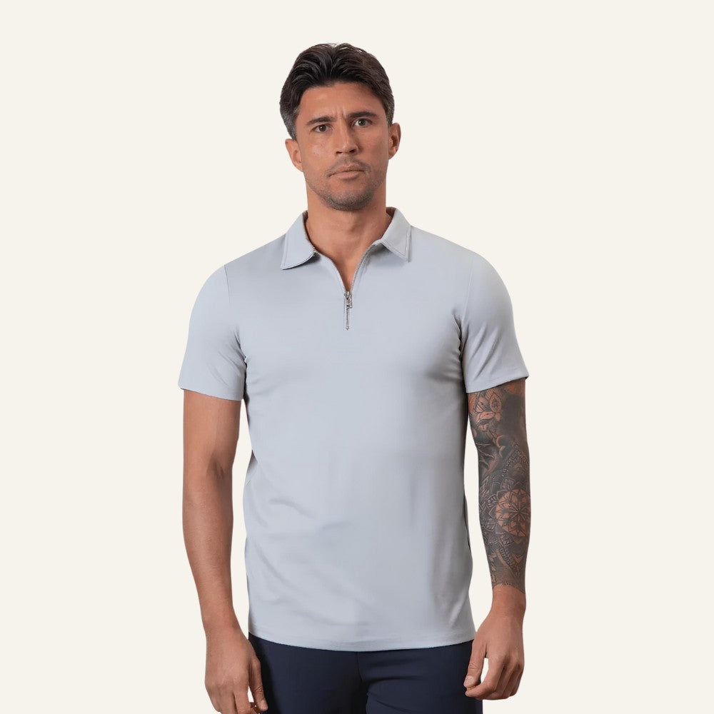 Camisa Polo Elegante para Hombre con Medio Cierre Perion