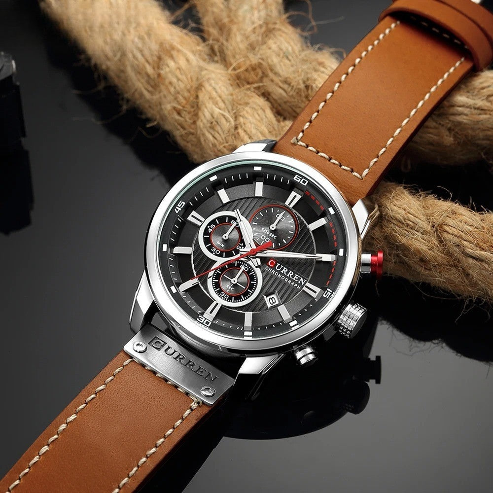 Reloj Cronógrafo de Cuero para Hombre Dominus
