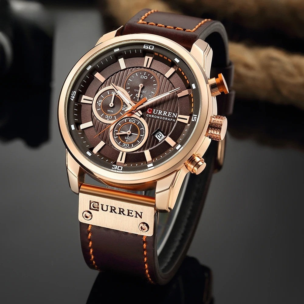 Reloj Cronógrafo de Cuero para Hombre Dominus