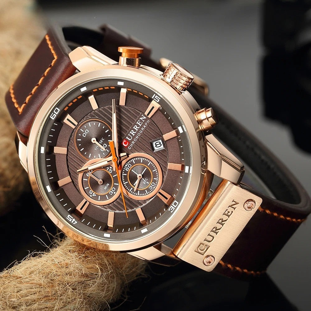 Reloj Cronógrafo de Cuero para Hombre Dominus