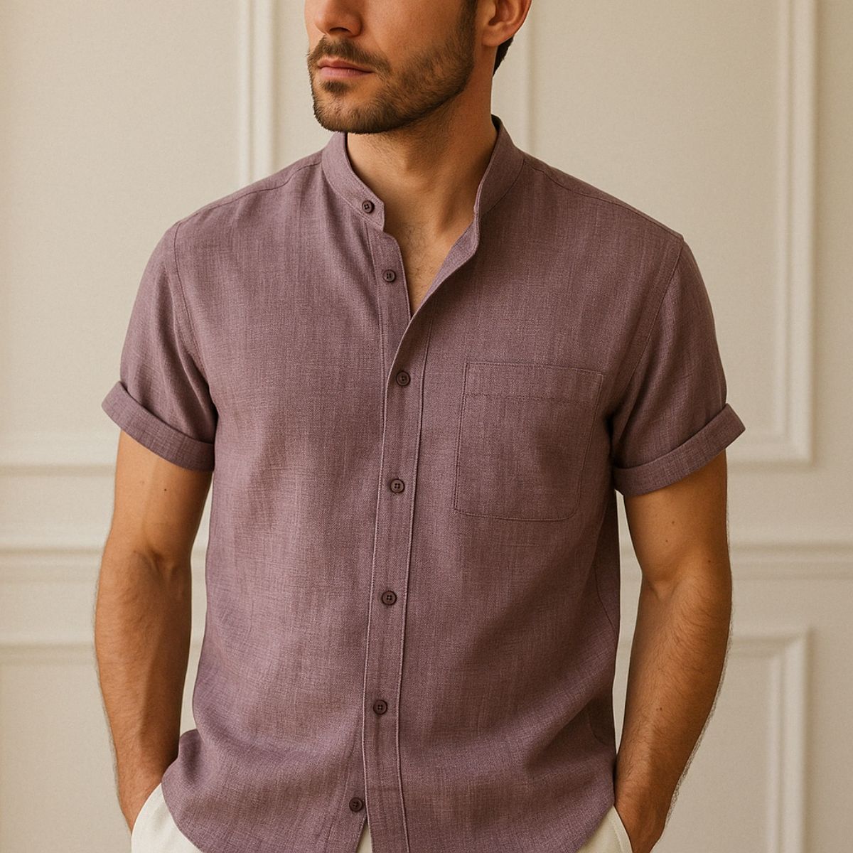 Camisa Casual Cuello Mao Beaumont para Hombre