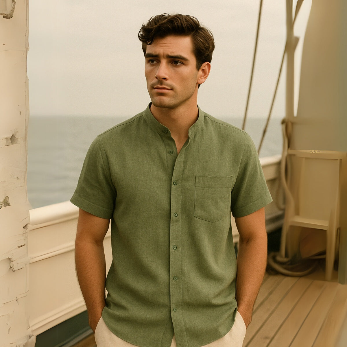 Camisa Casual Cuello Mao Beaumont para Hombre
