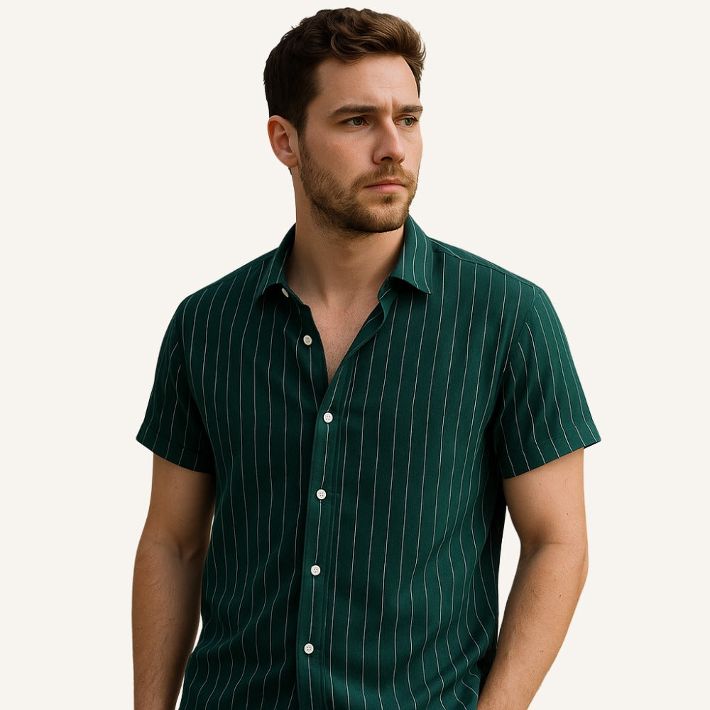 Camisa de Hombre de Rayas Verdes Nautic