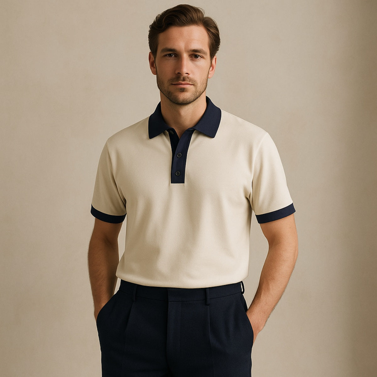 Camisa Polo Lisa de Algodón para Hombre Old Money Vittore