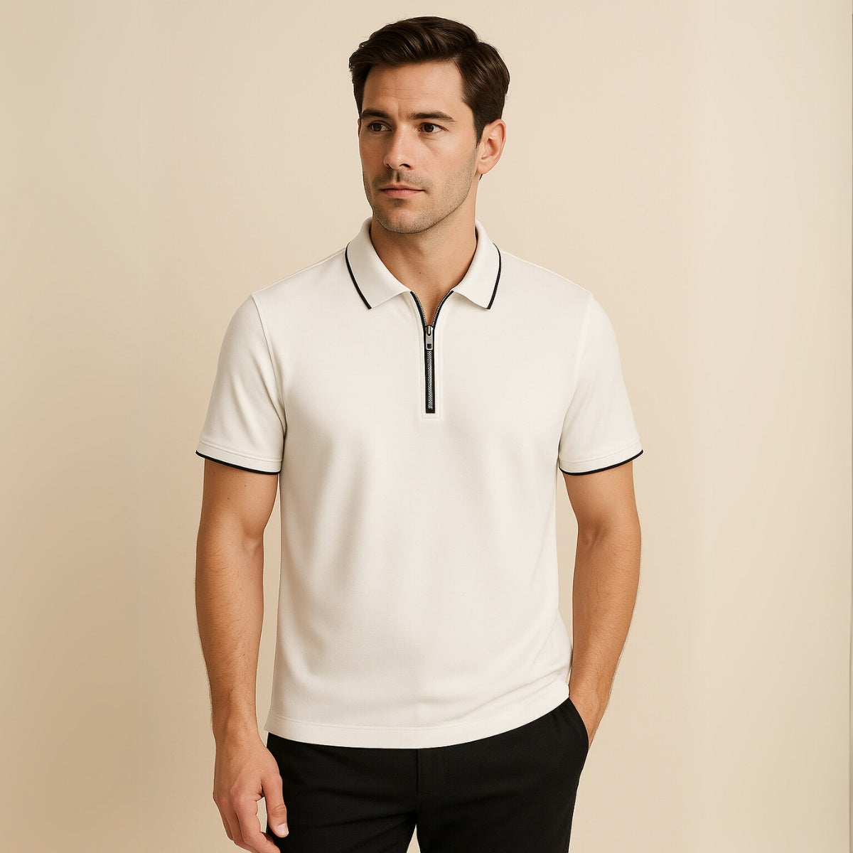 Camisa Polo con Cremallera para Hombre Old Money Manttan