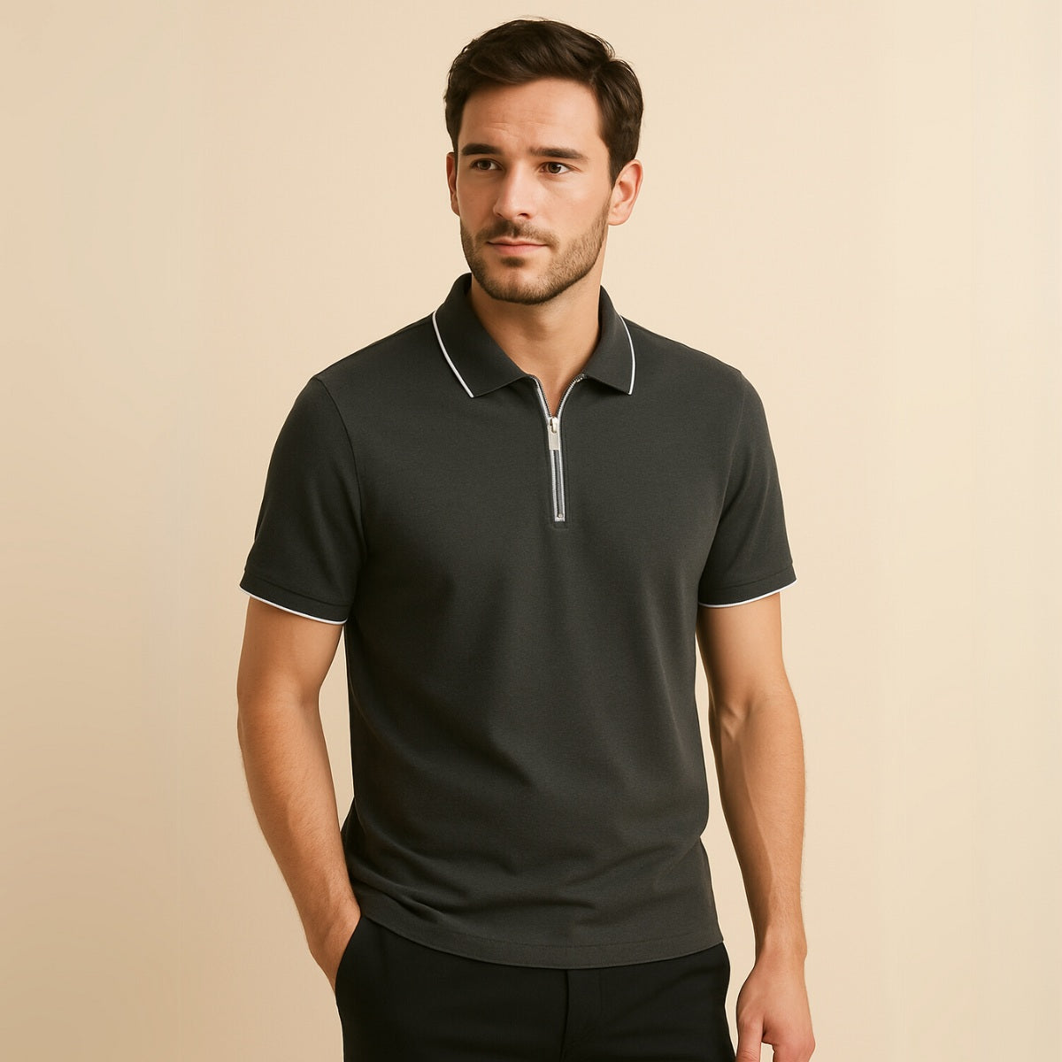 Camisa Polo con Cremallera para Hombre Old Money Manttan