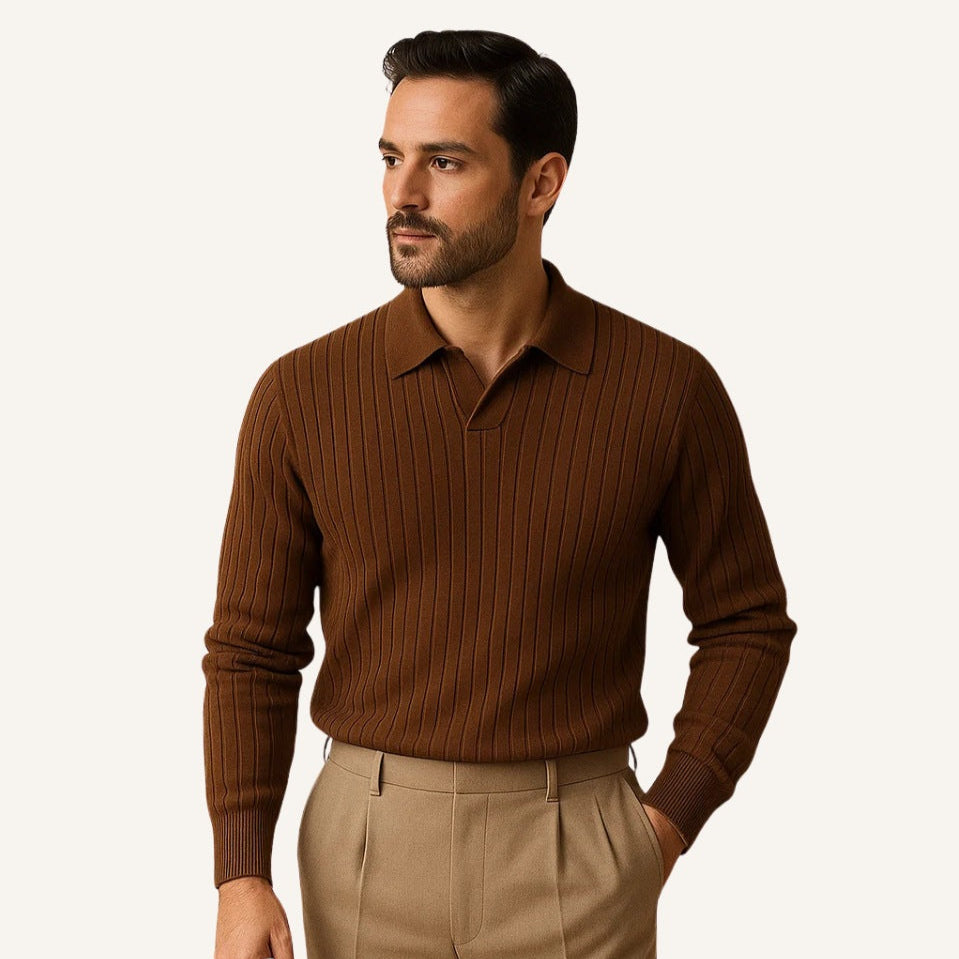 Compra 1 y llévate 2 – Polo de Canalé de Manga Larga Nazionale para Hombre