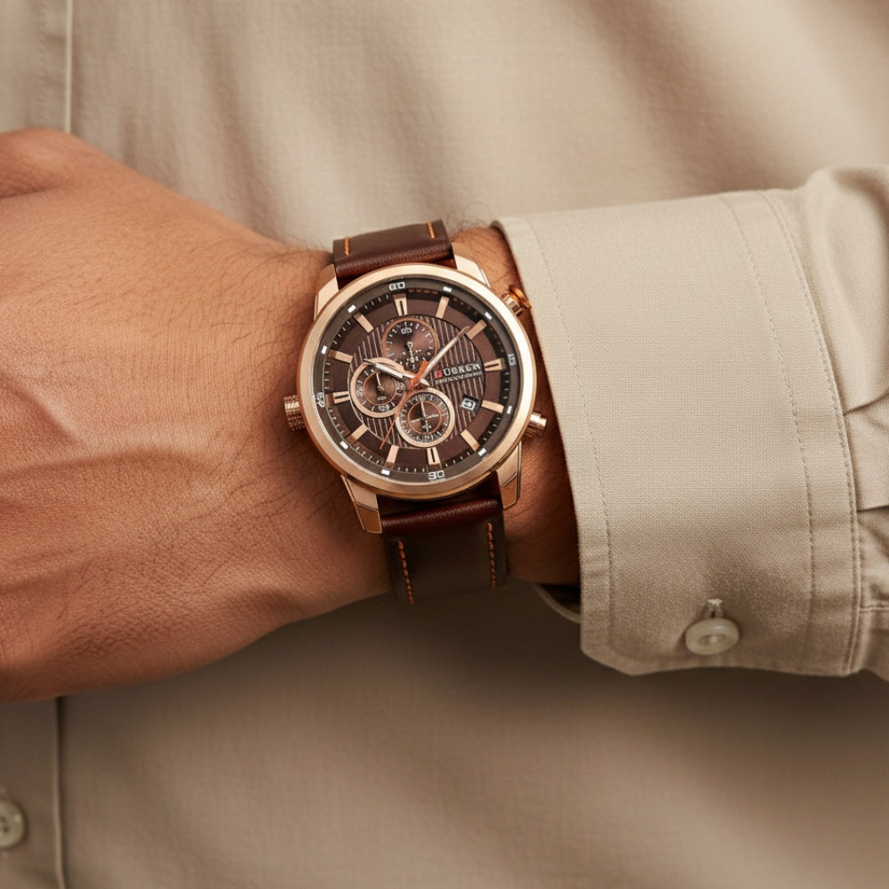 Reloj Cronógrafo de Cuero para Hombre Dominus