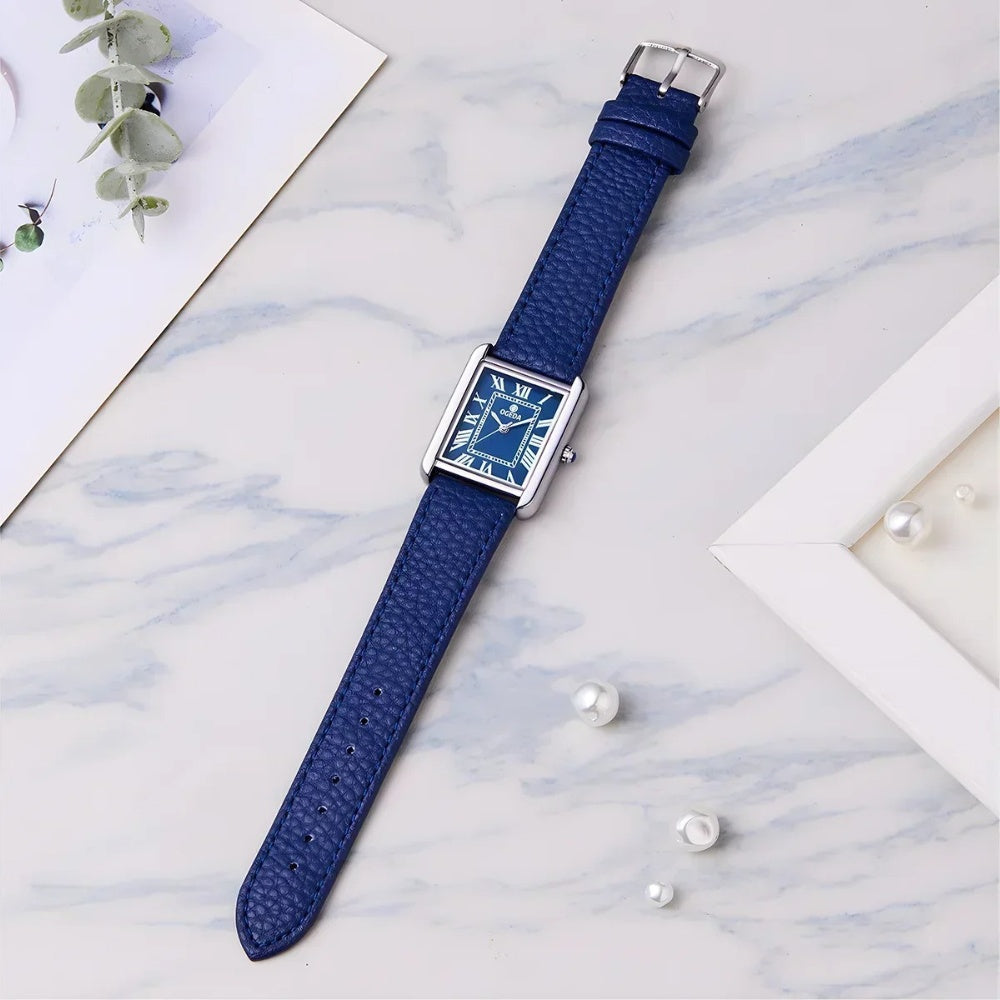 Reloj Rectangular de Cuero para Hombre Raez Atempori Azul