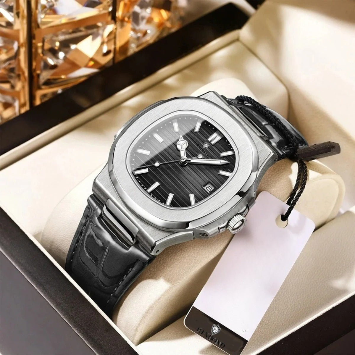 Reloj de Cuero Negro Luxe Civano